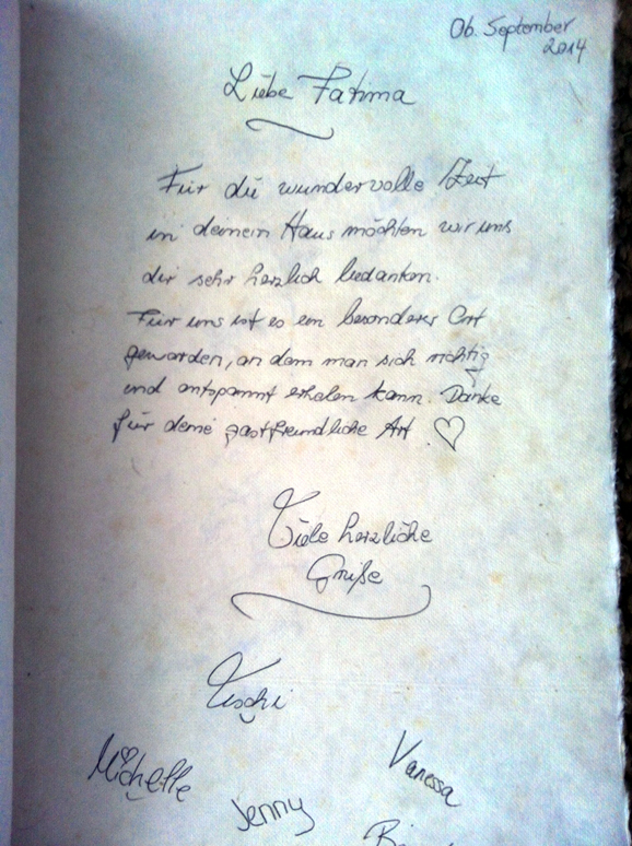 Villa Almaysia guestsbucheintrag