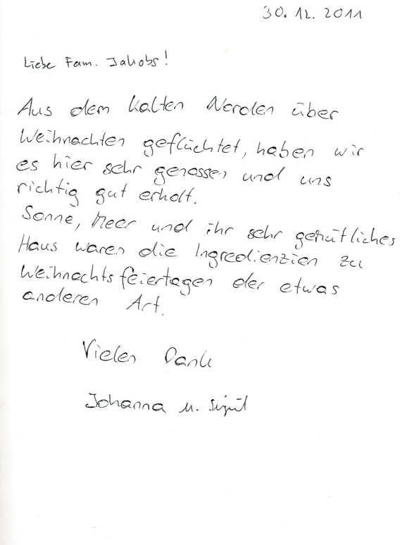 Casa Las Florers G�stebucheintrag