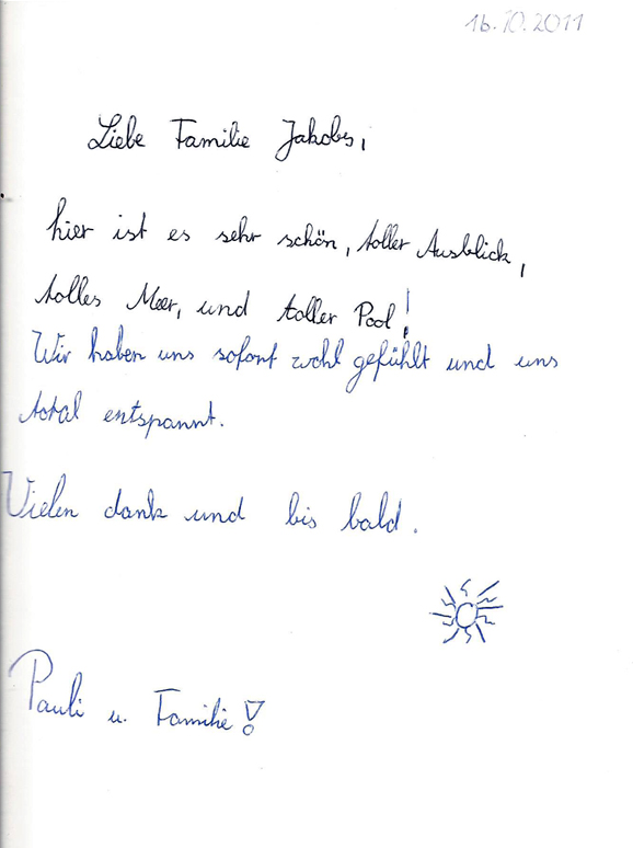 Casa Las Florers G�stebucheintrag