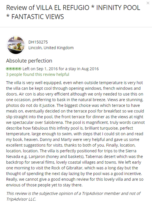 Villa Almaysia guestsbucheintrag